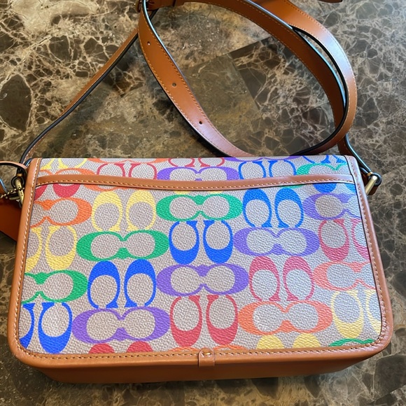 Coach Studio Shoulder Bag Crossbody Rainbow Coatd Canvs Handbag Purse
CA099 - Picture 7 of 9